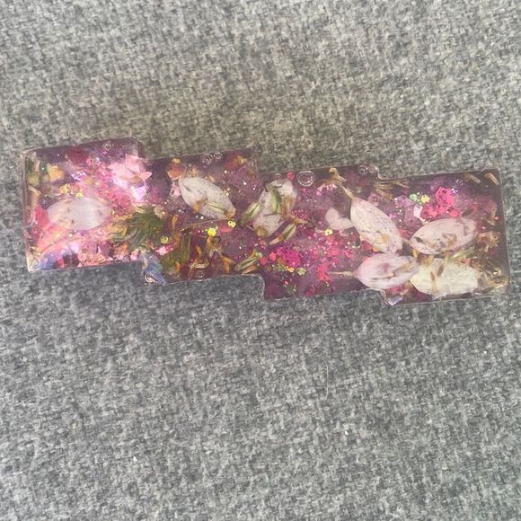 #107 Pressed Flower French Barrett Hair Clip - Picture 8 of 17